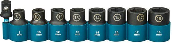 Makita E-16645 Impact Black krachtdoppenset 1/2 vierkant 9-delig