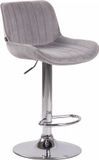 And OutdoorMatch Luxe Tabouret de bar Kadin - Grijs - Chroom - Luxe Design - Rugleuning - Voetensteun - Voor Keuken en Bar - Gestoffeerde Zitting - Fluweel