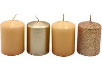 Dekohelden24 Adventskaarsen, stompkaarsen, adventskranskaarsen, tafelkaarsen, blokkaarsen, tafelkaars in bronsbeige cappuccino, levering 4 stuks, l/b/h 5 x 5 x 7 cm.