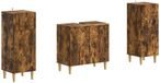 vidaXL - 3-delig - badkamerkast - set - DELFT - Gerookt - eiken - Bewerkt - hout