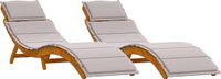 vidaXL - Ligbed - 2 stuks - Massief Acacia Hout - Taupe