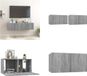vidaXL Meuble TV, set de 2, gris, panneau de particules