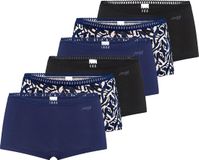 Sloggi Dames shorts slip 6 pack GO Crush Zwart/Blauw Gebloemd Katoen/Elastaan Maat XL