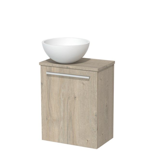 Maxaro Toiletmeubel met Waskom Solid Surface Mat Modulo Lichtgrijs Eiken 41 cm
