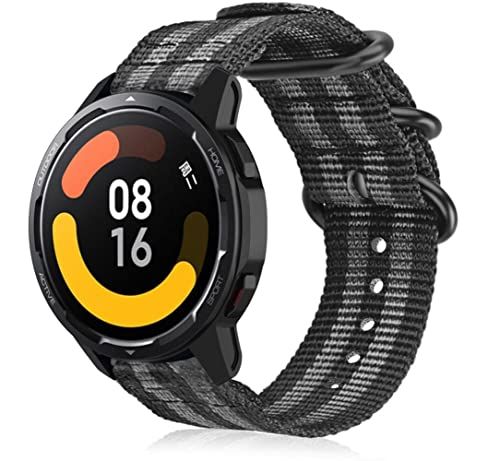 Strap-it nylon gesp band - zwart/grijs - Geschikt voor Xiaomi Watch S1