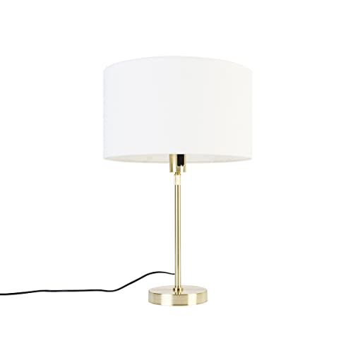 QAZQA Parte - Design Tafellamp - Goud - Verstelbaar - Wit - E27