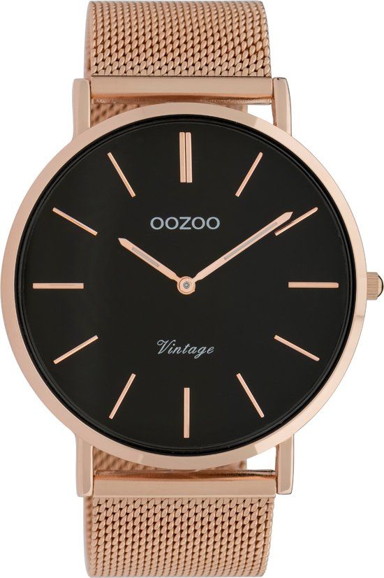 Oozoo Vintage Rose Gold/Black Watch (44 mm) - Gold