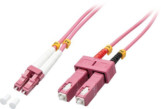 Lindy 46364 Glasvezel kabel 10 m OM4 LC SC Roze