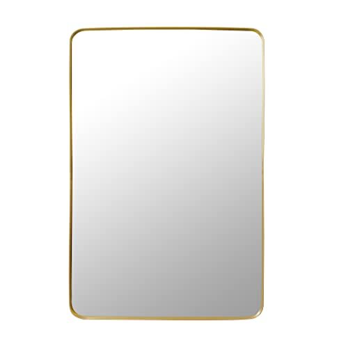 LW collection wandspiegel goud rechthoek 61x91 cm metaal - grote spiegel muur - industrieel - woonkamer gang - badkamerspiegel