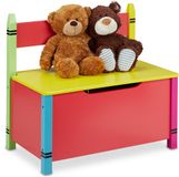 Relaxdays speelgoedkist met deksel - opbergruimte - 54,5 x 60 x 35 cm - speelgoedbank