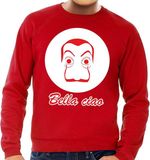 Bellatio Decorations Salvador Dali bankovervaller sweatshirt rood - Bella Ciao M