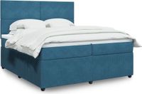 Maison Exclusive - Sommier À Lattes De Lit Et Matelas Bleu Foncé 200x200cm Velours