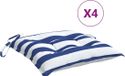 vidaXL Stoelkussens 4 st 50x50x7 cm stof gestreept wit en blauw