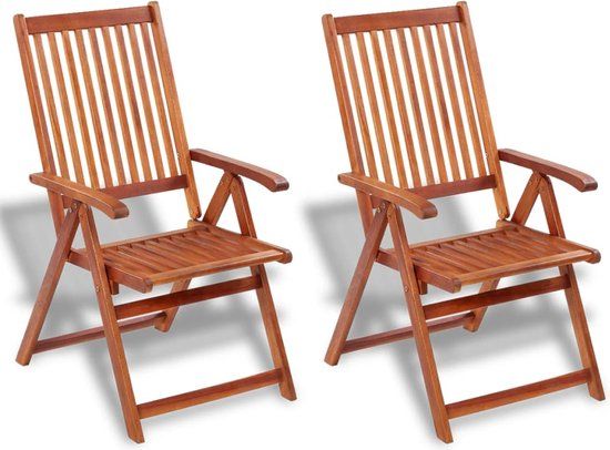 vidaXL Tuinstoelen Inklapbaar 2 st. Massief Acaciahout Bruin