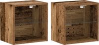 vidaXL Zwevende Plank met LED-verlichting - Set van 2 - Bruin - Hout