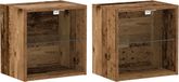 vidaXL Zwevende Plank met LED-verlichting - Set van 2 - Bruin - Hout