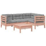 vidaXL 5-delige Loungeset met kussens massief douglas vurenhout