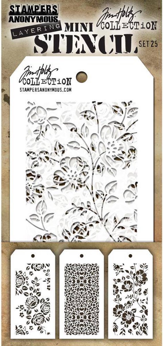 Art Gone Wild Tim Holtz Mini Stencil Set 25, synthetisch materiaal, 21,6 x 9,1 x 0,1 cm