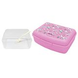 Nerthus FIH 1226 kinder lunchbox unicorns met verdeler en vork herbruikbare broodtrommel school