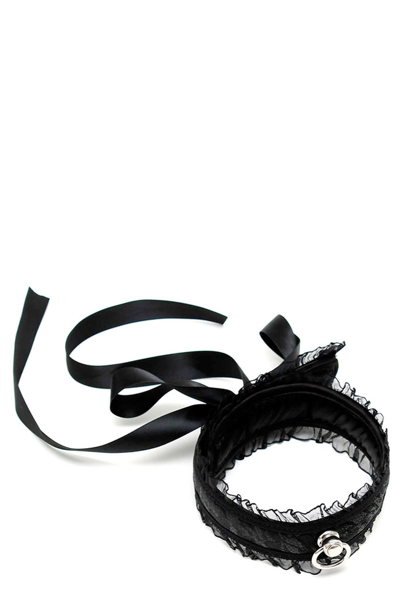 Bondage Play Halsband Satin Look Collar - Zwart