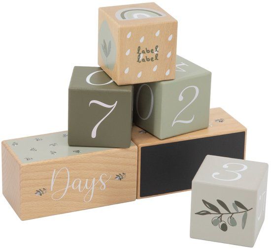 Label Label Olijfgroen Houten Mijlpaalblokken