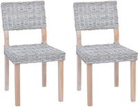 vidaXL Eetkamerstoel, 2 stuks, Kubu Rattan, Wit Gewassen, 46 x 55 x 84 cm