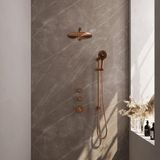 Brauer Copper Carving Thermostatische Regendoucheset Inbouw - Hoofddouche 30 cm - Rechte Wandarm - Handdouche 3 Standen - Doucheslang - Geintegreerde Glijstang