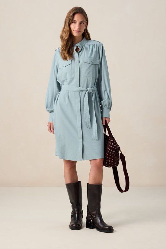 Sissy-Boy Blauwe Midi Jurk met Ceintuur