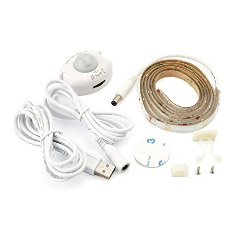 NCC-Licht LED Sensor USB Strip Nachtlampje Set 1,2m Warm Wit 3000K 2,4W IP44 met Bewegingsmelder