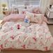TRANKIELO® - Housse de couette 135x200 cm - Rose avec nœuds et motif cœur - Microfibre - Linge de lit 2 pièces