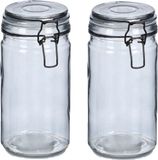 Zeller Voorraadpotten/bewaarpotten - 2x - 750 ml - glas - met beugelsluiting - D10 x H15 cm