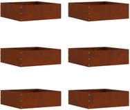 vidaXL Gazonrand 6 st 40 x 40 x 13 cm Roestkleurig