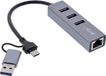 InLine USB-A/USB-C naar RJ45 + 3x USB-A adapter