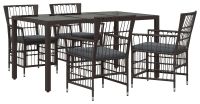vidaXL Ensemble de repas extérieur 5 pc Noir polyrotin