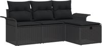 vidaXL Tuinbank Set Zwart Polyrattan