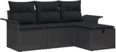 vidaXL Tuinbank Set Zwart Polyrattan