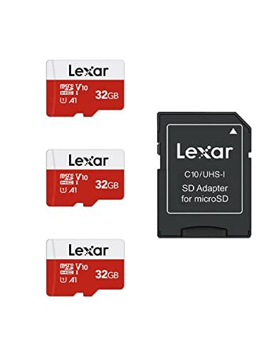 Lexar 32 GB Micro SD-kaart 3 pack, microSDHC UHS-I Flash-geheugenkaart met adapter - tot 100 MB/s, U1, Class10, V10, A1, Hoge snelheid TF-kaart (3 microSD-kaarten + 1 adapter)