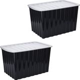 Storage Solutions Opbergdozen/organizers met deksel 2x stuks - kunststof - 84L