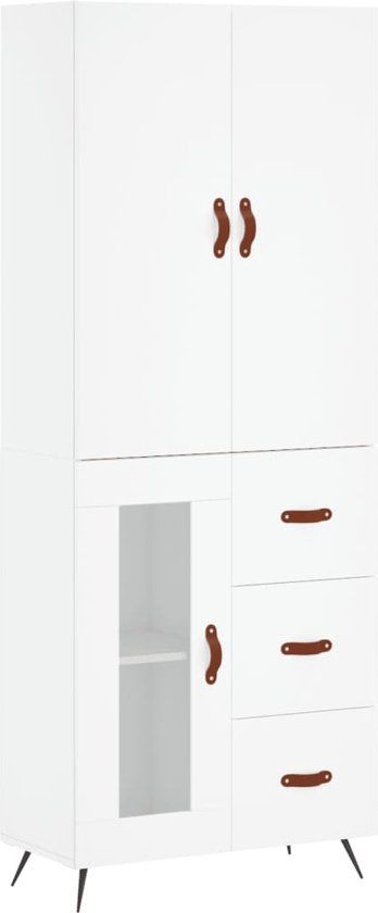 vidaXL Hoge kast 69,5x34x180 cm bewerkt hout wit