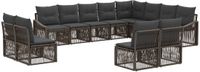 vidaXL - Tuinbank - Set - 12 zitplekken - Grijs - Polyrattan