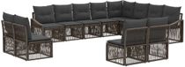 vidaXL - Banc de jardin - Ensemble - 12 places assises - Gris - Polyrattan
