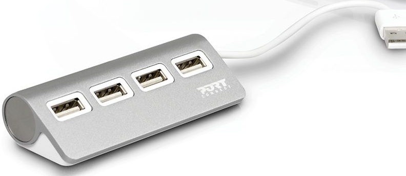 PORT Designs 900120 USB 2.0 Hub - 4 Ports - White/Grey