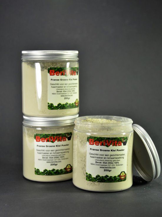Berivita Groene Klei Poeder 100% Zuiver 3x 200gr - Pot