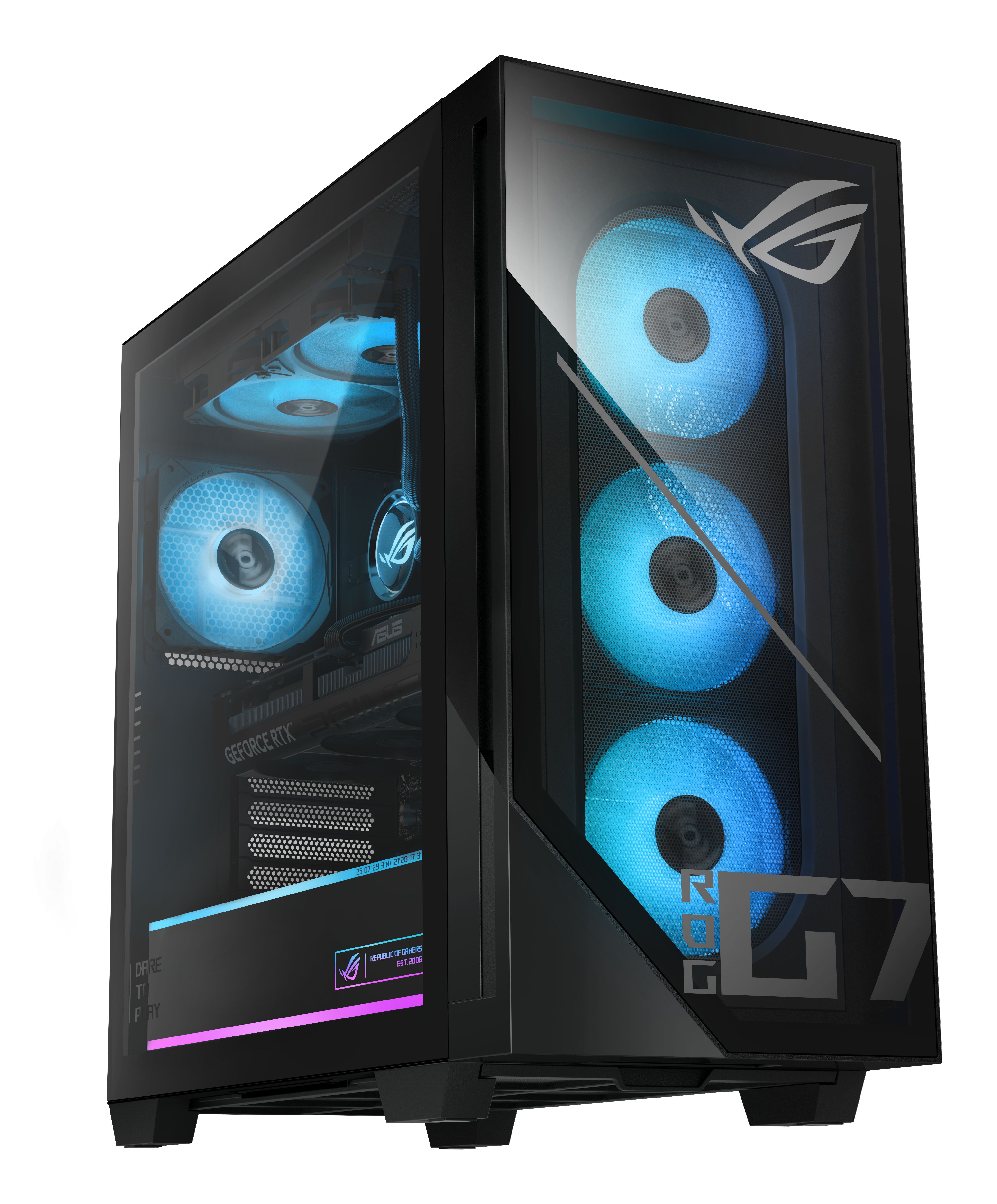 ASUS ROG GM700TZ-R9700X162W AMD Ryzen 7 9700X 32GB DDR5 1TB SSD NVIDIA GeForce RTX 5070 Windows 11 Home Tower PC Zwart
