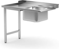 HENDI Laadtafel met gootsteen – rechterzijde – roestvast staal – 1200x700x x(H)850 mm