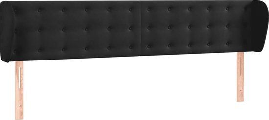 vidaXL Hoofdbord met randen 203x23x78/88 cm fluweel zwart