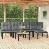 Maison Exclusive - Ensemble de jardin pour 6 personnes, noir et gris, en polyrotin