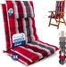 Beautissu Sun-HL Set van 2 Premium Hoge Rugleuning Stoelkussen 120x50 cm UV-bestendig 8cm Dik met Hoofdkussen & Bevestigingsbanden Antislip Rood Antraciet Gestreept