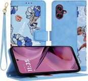 Techsuit Hoesje geschikt voor Motorola Moto G55 - FlipCraft Book Wallet Case met koord - Vibrant Blue