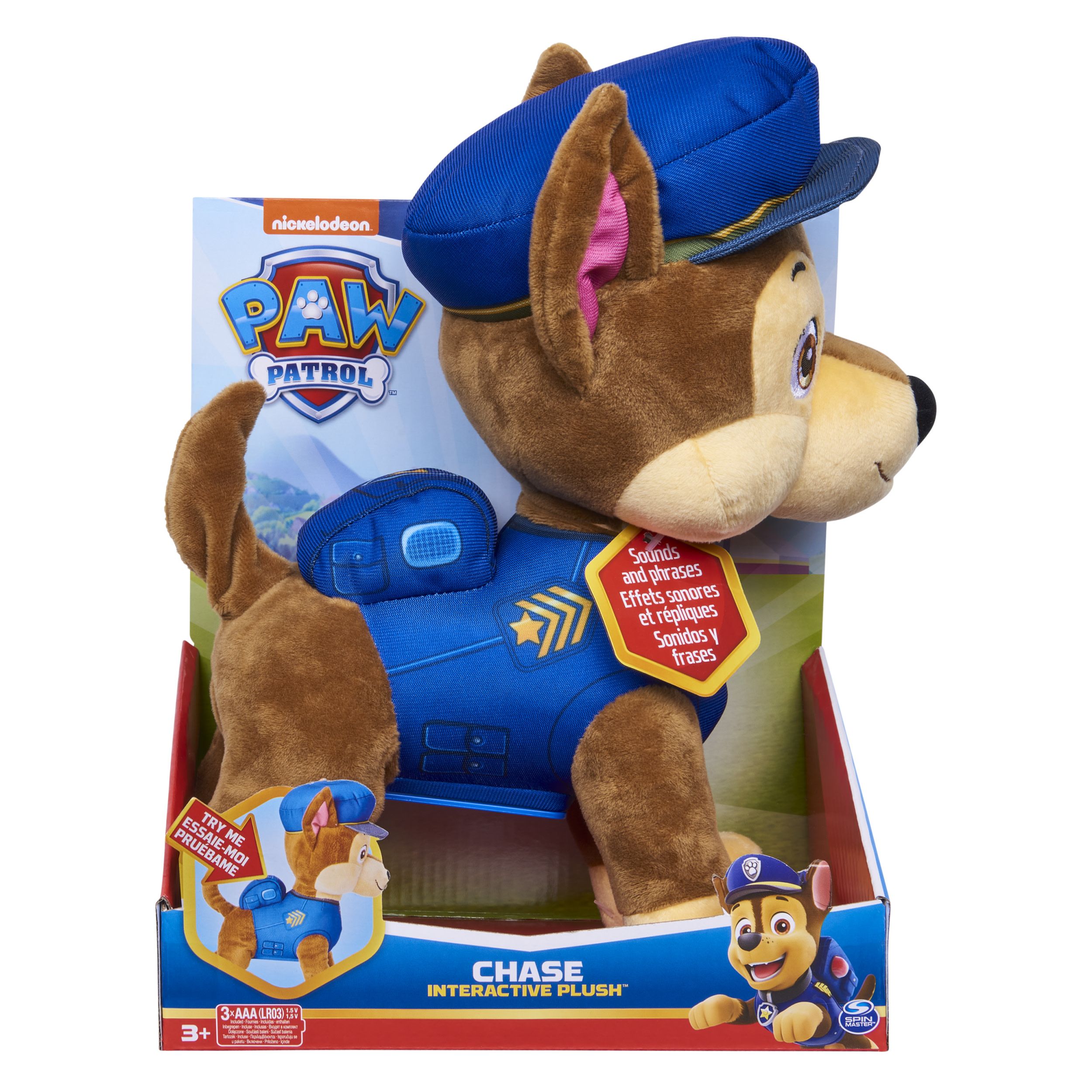 PAW Patrol Interactieve Chase Knuffel - 30 cm - Met Geluid en Kwispelende Staart